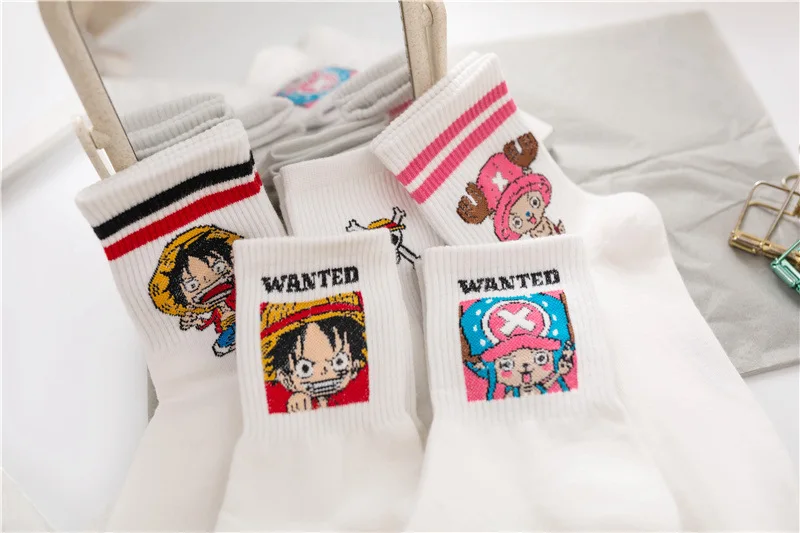 Anime Socks Anime Cartoon Tony Tony Chopper Cosplay Casual Outdoor Socks Funny Luffy Design Unisex Harajuku Cotton Skarpetki Gift