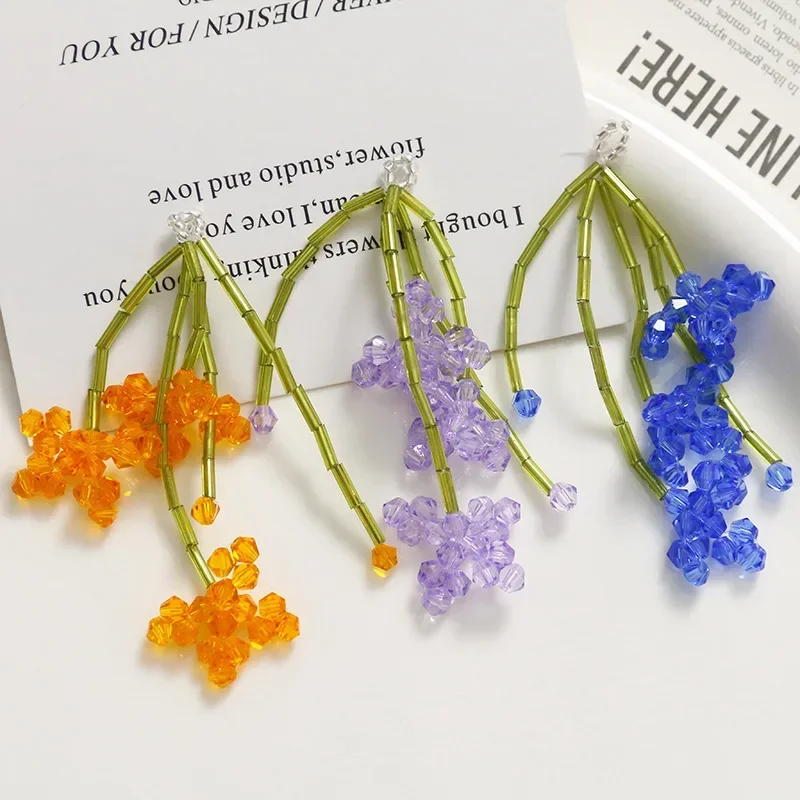 1pcs Pastoral Style Long Tassel Flower Bone Flower Earrings