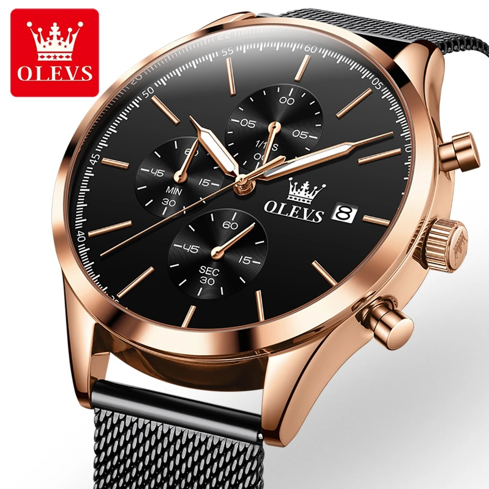 

OLEVS 2881 Quartz Fashion Watch Gift Stainless Steel Watchband Round-dial Calendar Luminous