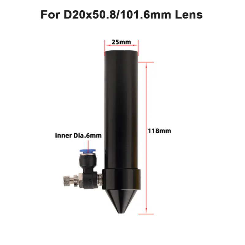 CO2 Laser Head Parts Air Nozzle Dia.20 FL 38.1/50.8/63.5/101.6mm Lens Tube Outer Diameter 25mm for CO2 Laser Engraving Machine - Image 9