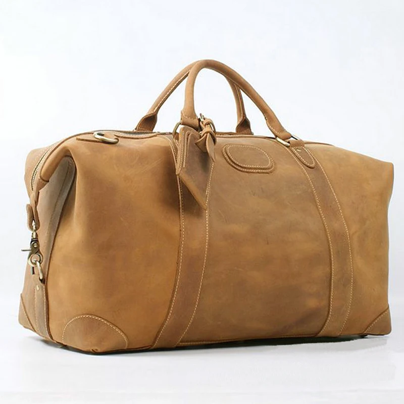 Vintage Crazy Horse Genuine Leather Men's Travel Bag Large Luggage bag Male duffle Bag Overnight Tote Weekend bag Big M110