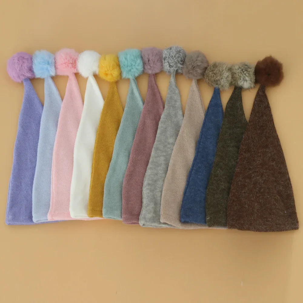 Newborn Hat Photography Props Knit Fur Ball Beanie Hat Baby Photo Studio Photography Props Cap  Baby  Hat 5