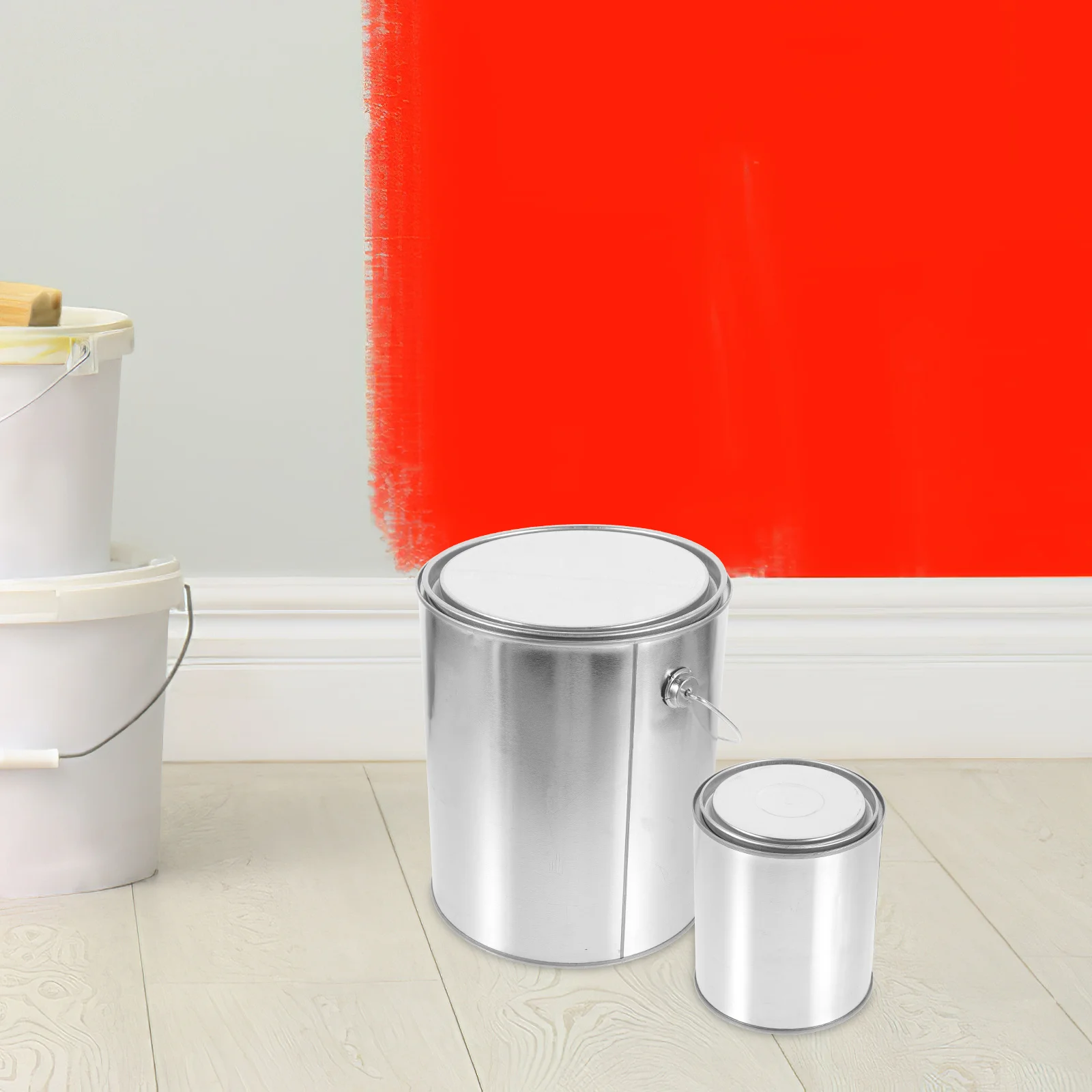 2 Pcs Paint Transport Can Cans Empty Pitch Storage Container with Cover Mixing Painting Accessory