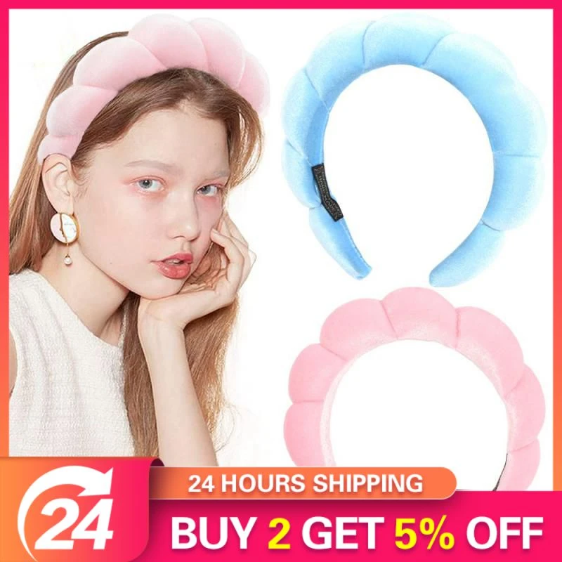 Sponge Headband Versed Headband Puffy Spa Headband Washing Face Solid