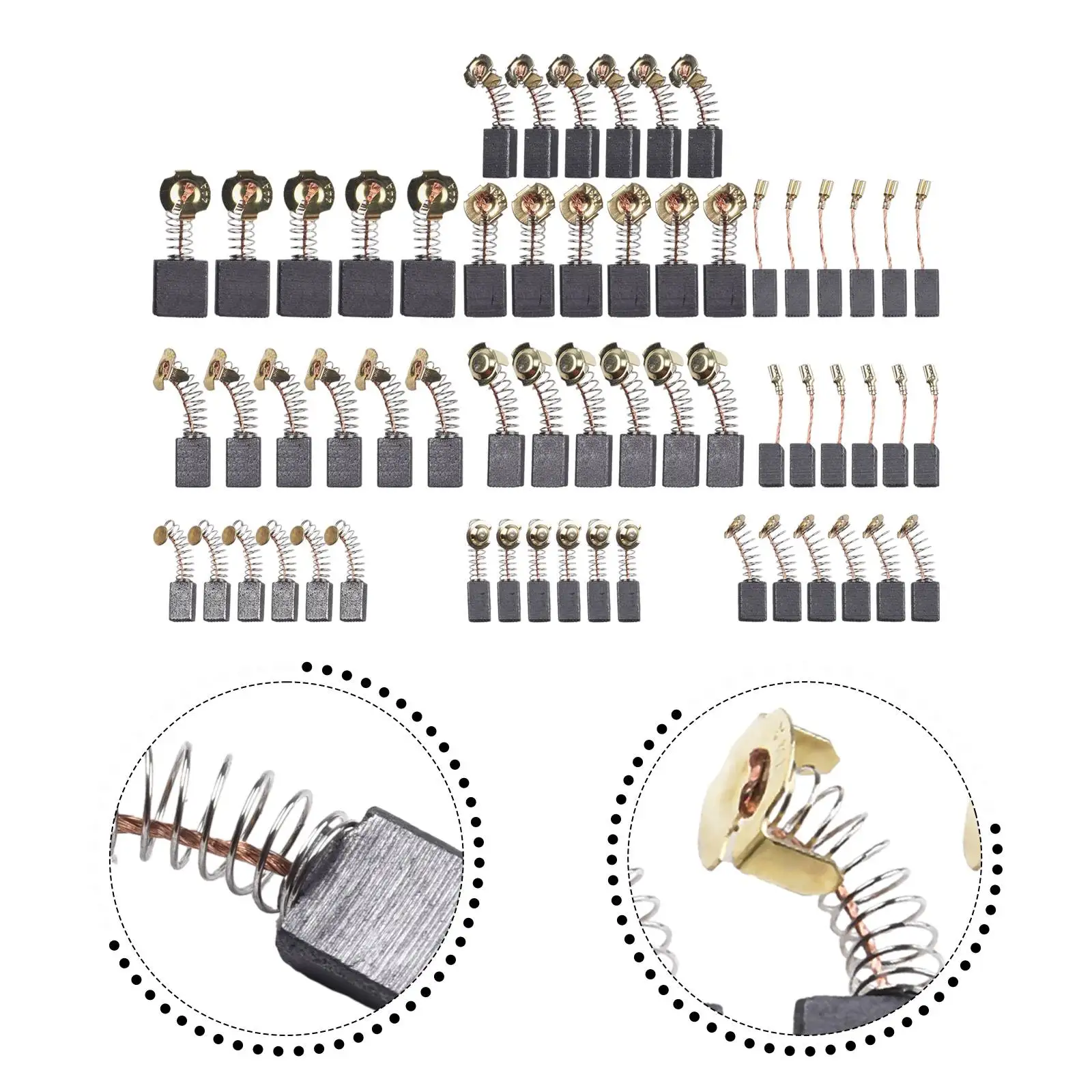 

60PCS/SET Carbon Brushes 10 Sizes Electric Motor Carbon Brushes Replacement For Power Tool Graphite Power Tools Accessories