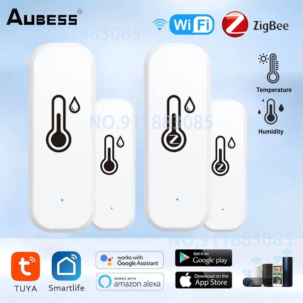 Zigbeetuyawifitemperaturfeuchtigkeitsensorappmonitordigitales