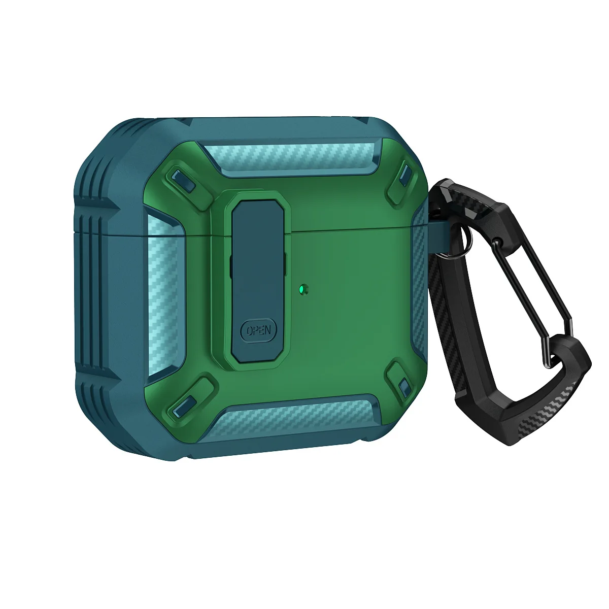 Shockproof Bluetooth Earphone Case with Keychain Carabiner and Security Lock Cover