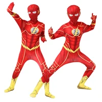 Kids Flash Man Boys Cosplay Costume New Year Carnival Party Fancy Dress with Headgear Mask Sets 1