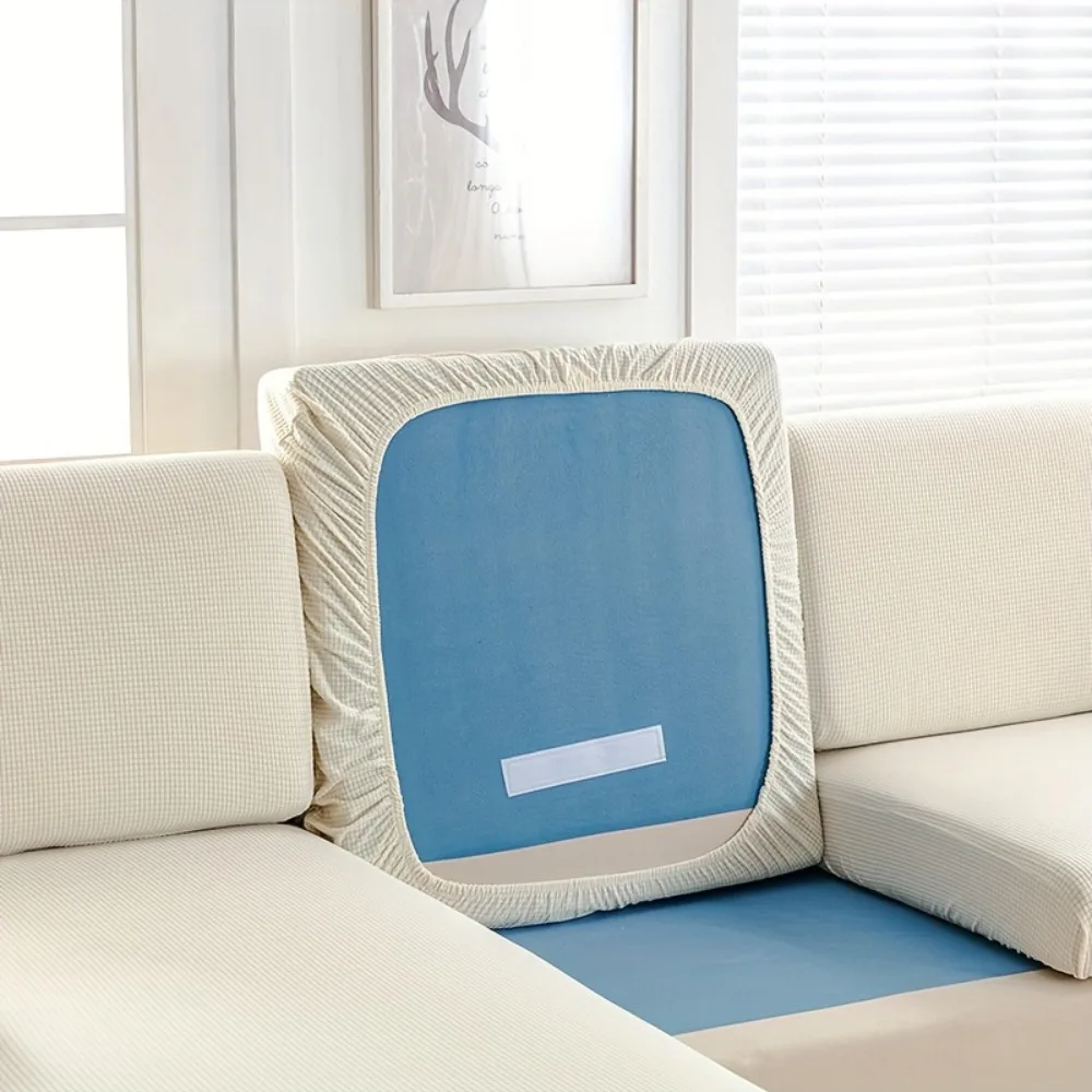 Waterproof Polar Fleece Sofa Seat Cushion Cover Plain Jacquard Sofa Covers Elastic Couch Cover for Living Room Chaise Lounge 5