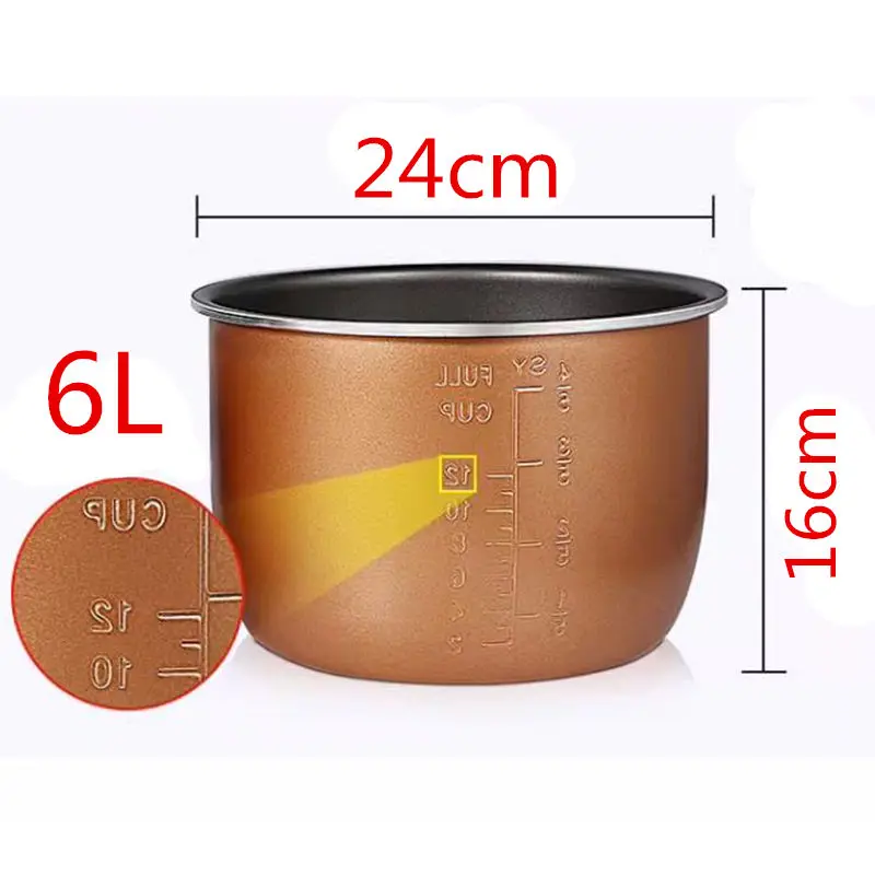 6L Electric Pressure Cooker Liner Multicooker Bowl Liter Non-stick Pan Double Spray Thickening pressure cooker inner bowl