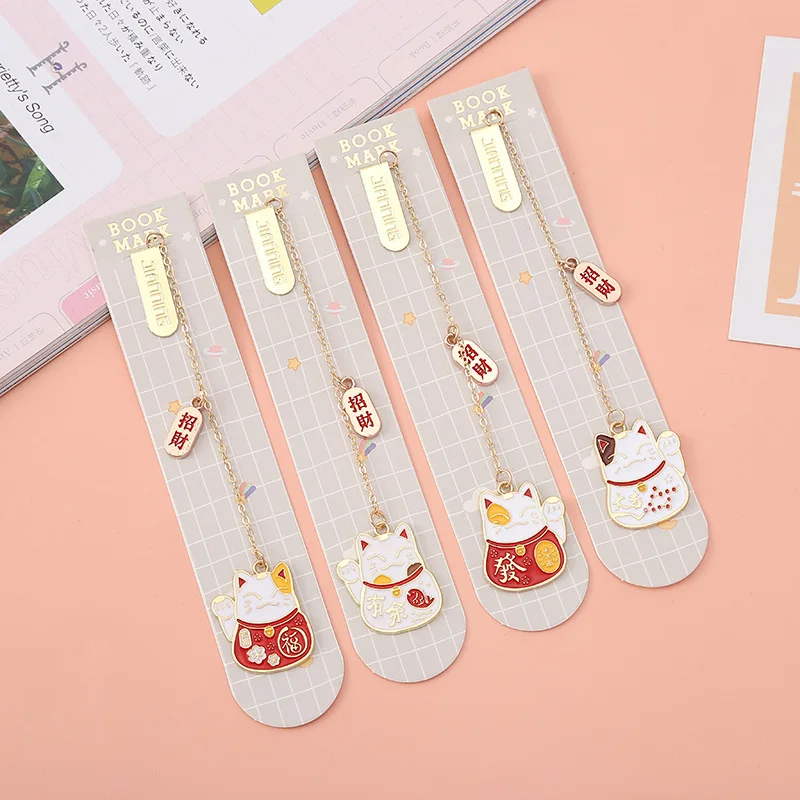 

30 pcs/lot Kawaii Lucky Cat Bookmarks For Book Cute Metal Pendant Paper Binder Clips Bookmark Office School Supply Stationery