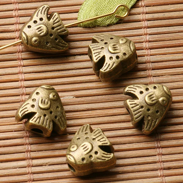 

10pcs Antiqued Bronze Color 2sided Crafted Fish Design Spacer Bead EF2936 Beads for Jewelry Making