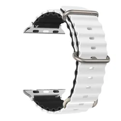 Ocean Loop Strap for Apple Watch - Premium Nylon Bracelet Band (Black - white)