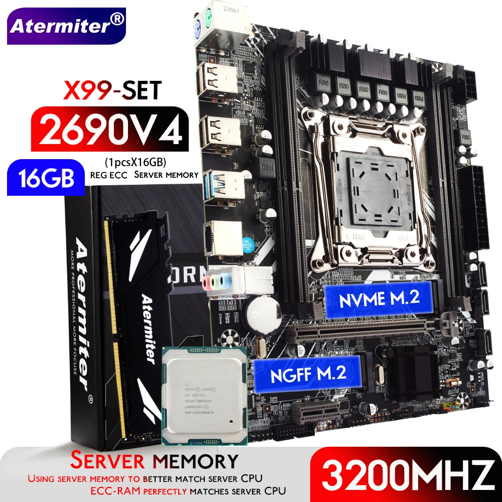 Atermiter-X99-D4-Motherboard-Set-with-Xeon-E5-2690-V4-LGA2011-3-2690v4 ...