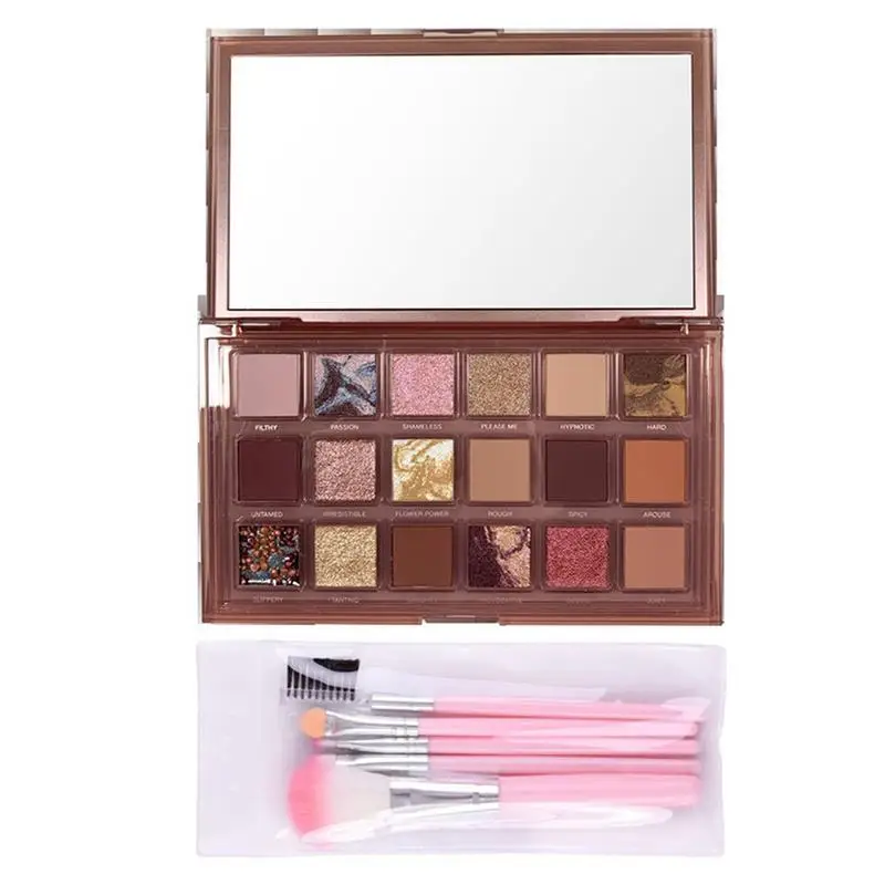 

Eye Shadow Palette 18 Colors Eyeshadow Makeup With 5 Brushes And Mirror Natural Waterproof Long Lasting Matte Shimmer Nude