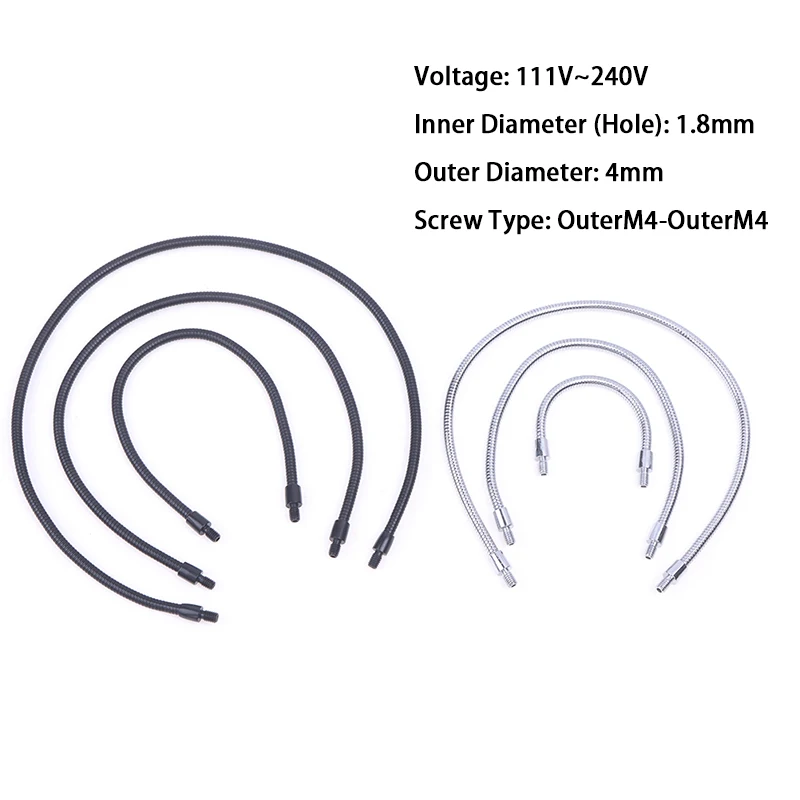 

10/20/30/40cm High Quality LED Gooseneck M4 Black Silver Microphone Positioning Hose Two External Teeth M4 Flexible Snake Tube