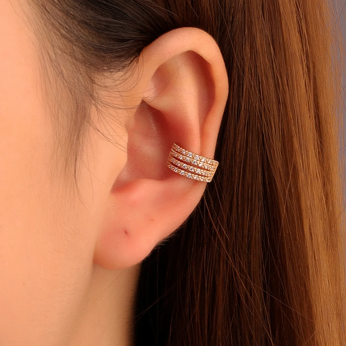 Hip Hop Cool Non Pierced Earrings Premium Design White Zircon Ear Clip Earrings for Woman Ear Stainless Steel Jewelry 1PC ear clip earrings,clip earrings,ear clip