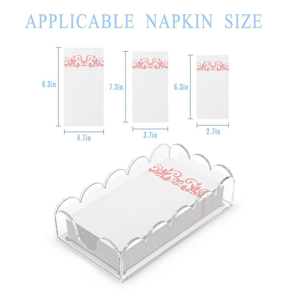 New Acrylic Acrylic Napkin Holder Handmade Tabletop Bathroom Scalloped Tray Napkin Tissue Storage Rack Disposable Paper 6
