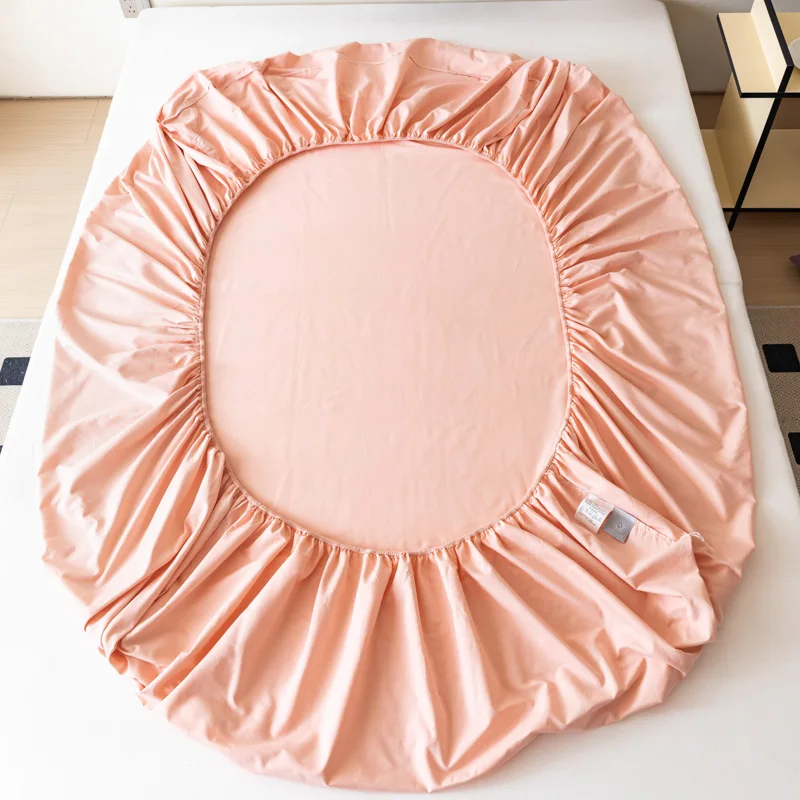 Fitted Sheet Pure Cotton Fitsheet With Elastic Band Bedsheet Single Double Queen Size Solid Color Mattress Cover