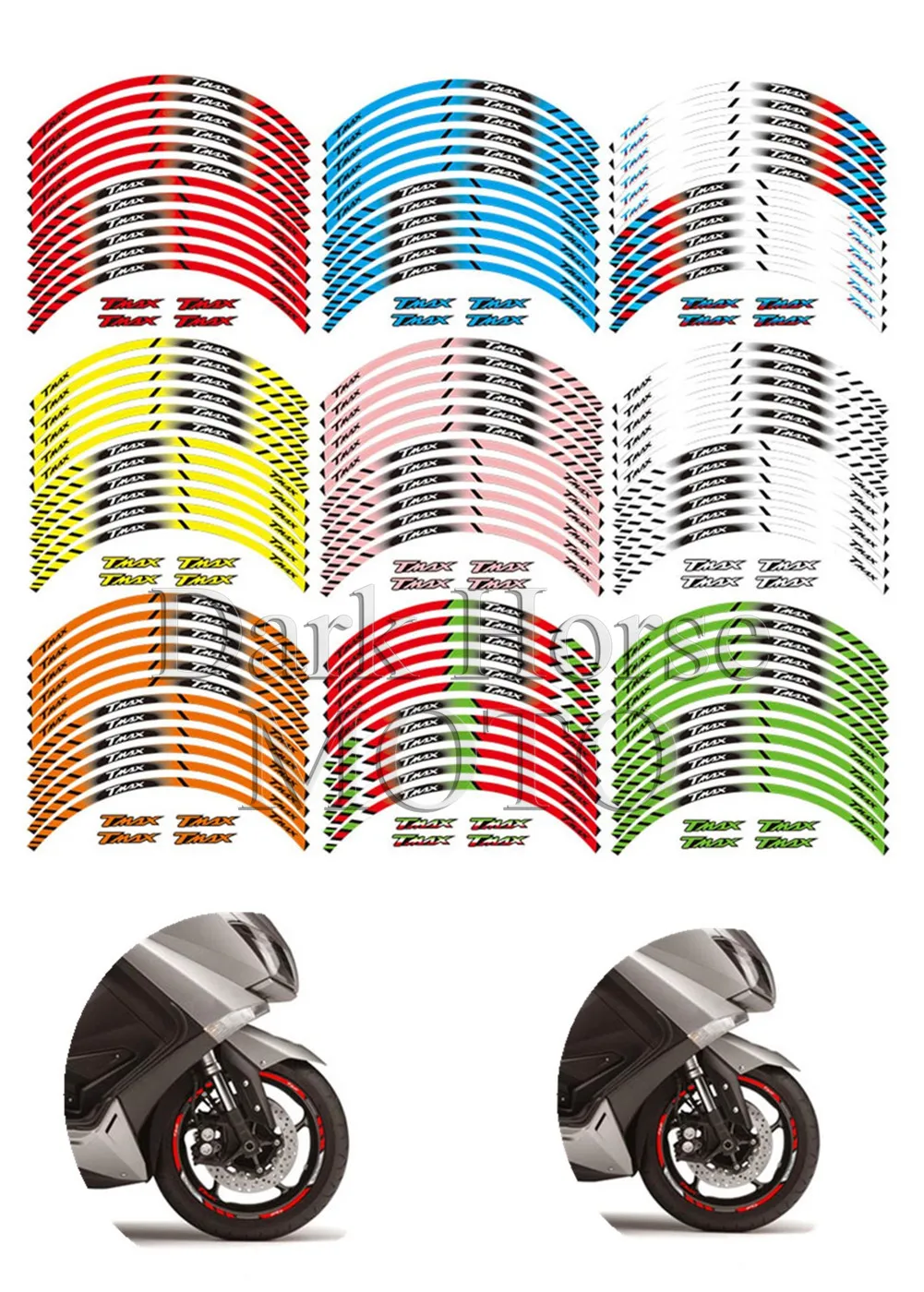 New Motorcycle Accessories 12 X Thick Edge Outer Rim Sticker Stripe Wheel Decals FIT YAMAHA TMAX530 TMAX500 TMAX 500 530 15'' searching for the original accessories of w10 w10pro sweeper main brush edge brush filter screen and mop cloth ilife