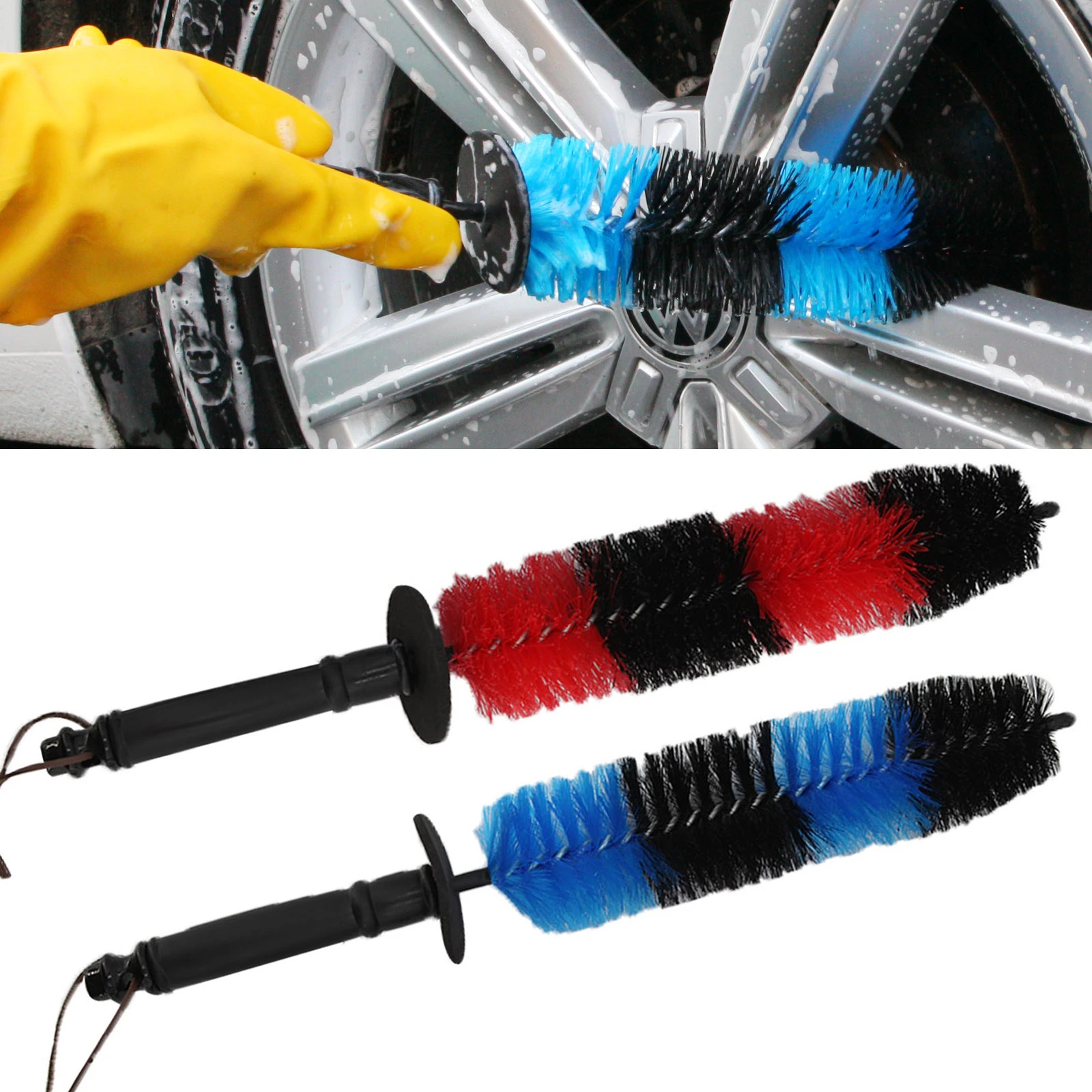 Wheel Rim Detailing Brush Long Soft Bristle Tire Wash Exhaust Tips
