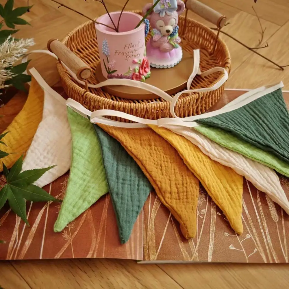 Hängende Flaggenbanner, Kinderzimmer-Wimpelkette, waschbare Baumwoll-Dreiecks-Wimpelgirlanden für Wohnzimmer und Schlafzimmer – Detail 2