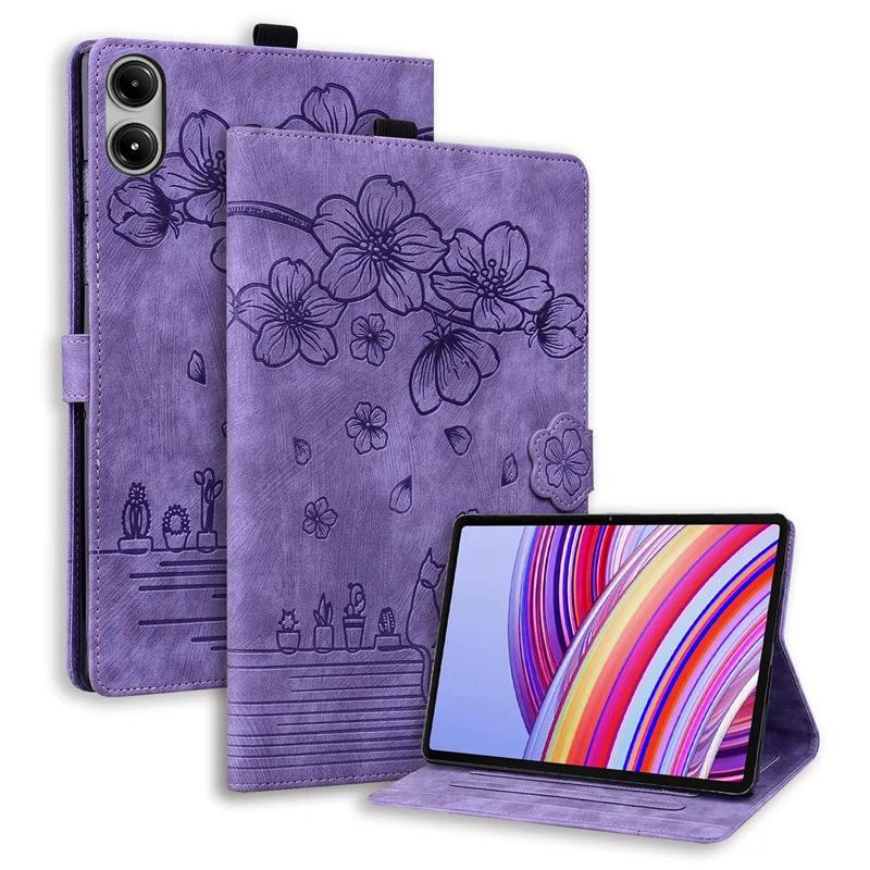 Embossed Floral PU Leather Wallet Flip Stand Tablet Cover - 12.1''
