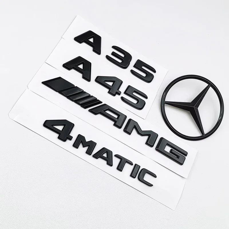 메르세데스 벤츠 W176 W177 3D ABS 블랙 A35 A45 A160 A180 A200 A250 로고 레터링 4MATIC 배지 자동차 후면 스타 스티커 AMG 엠블럼