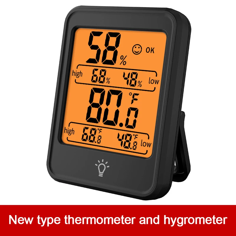 Touch Screen Digital Thermometer and Hygrometer with Backlight and Magnet