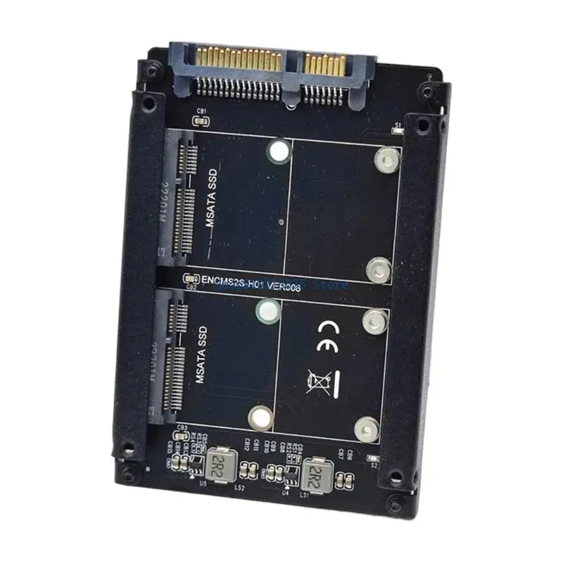 컴퓨터 액세서리 용 6Gbps 이중 mSATA-SATA3.0 변환기 어댑터 카드 컴퓨터 카드 소켓 인클로저