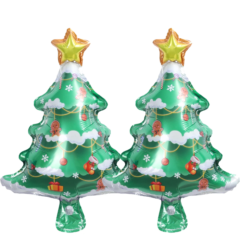 thumbnail image 1 of Globos de aluminio navideños, árbol de Navidad rojo y verde, palo de globo de Papá Noel, decoración de fiesta de cumpleaños para niños, fondo festivo, 1 of 5