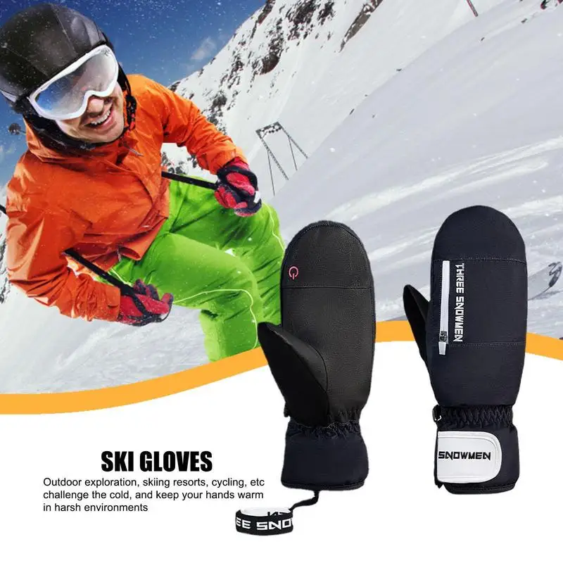 Snowboard Gloves Warm Touchscreen Cold Weather Gloves Concealed