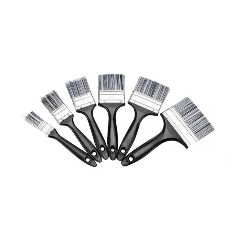 

6Pcs Paint Brushes For Walls, Doors And Furniture - 6 Piece Set For Painting Supplies With Heavy Duty Bristles And Wood Black