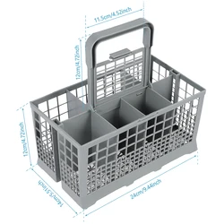 Universal Foldable Multifunctional Dishwasher Cutlery Holder (Grey 14x24x12cm)