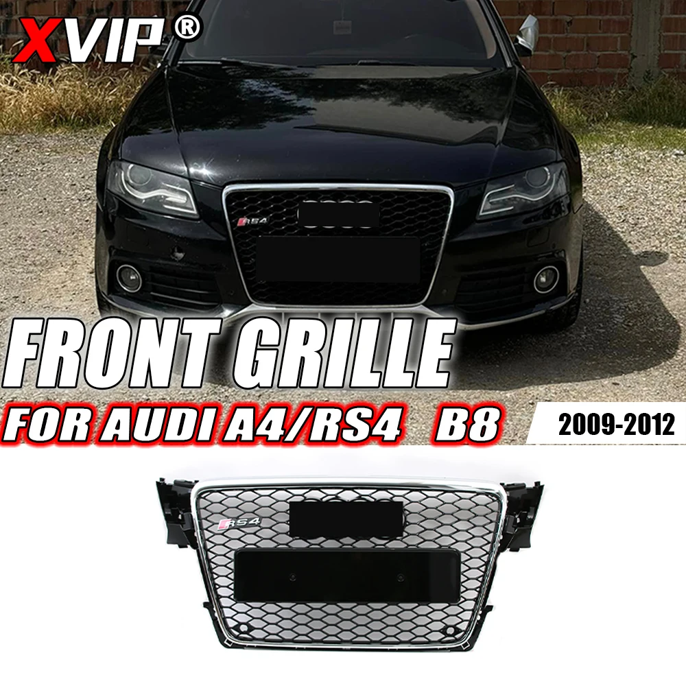 

Хромированная решетка XVIP RS4 для Audi A4 B8 2009-2012, глянцевая Серебристая решетка для переднего бампера
