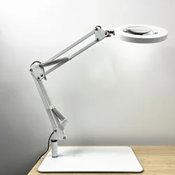 High - Definition 10X Lens Magnifying Desk Lamp - 160mm (White iron plate-)