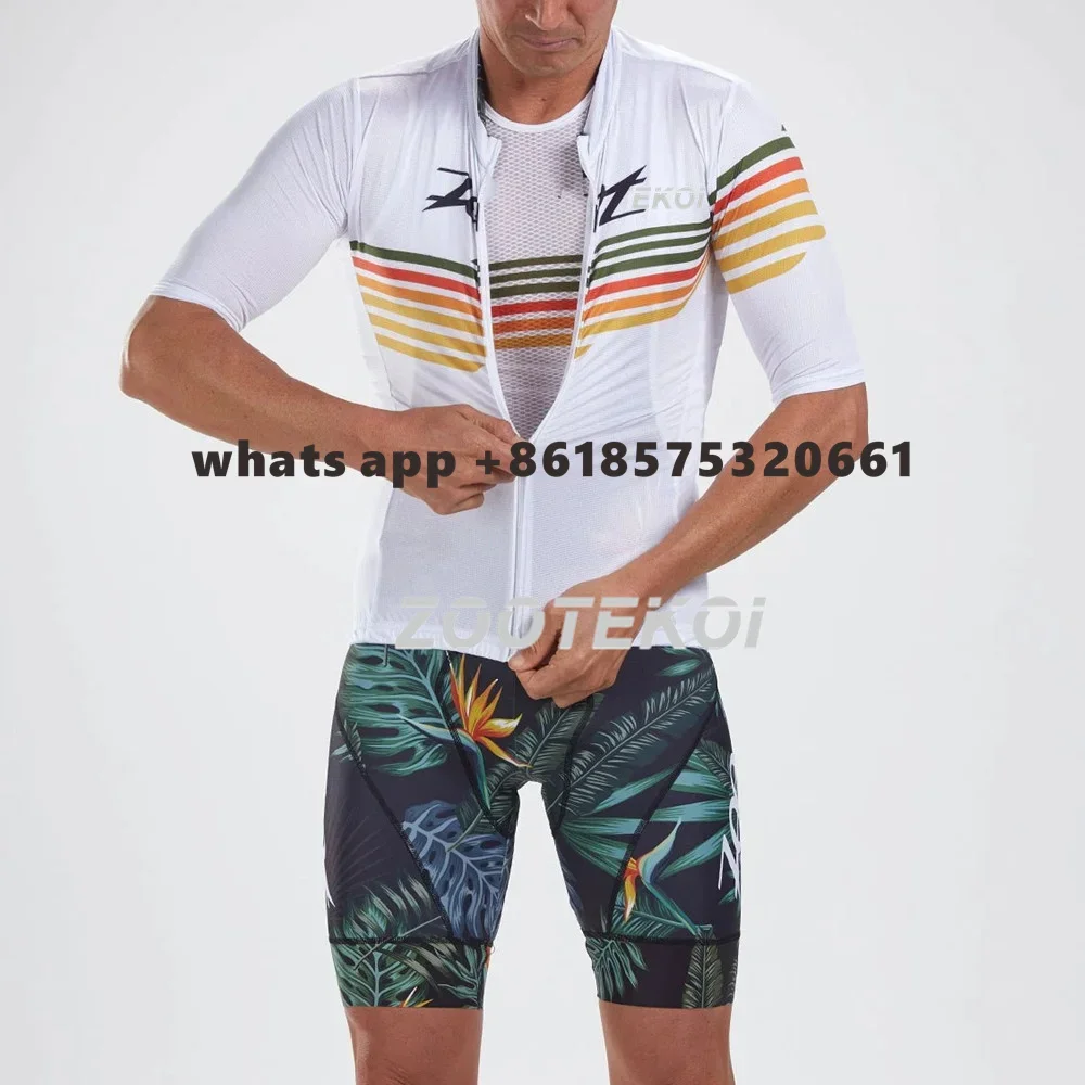 ZOOTEKOI Men Short Sleeve Cycling Jersey suit Shirt MTB Quick Dry Breathable Summer Triathlon set Maillot Ciclismo Hombre