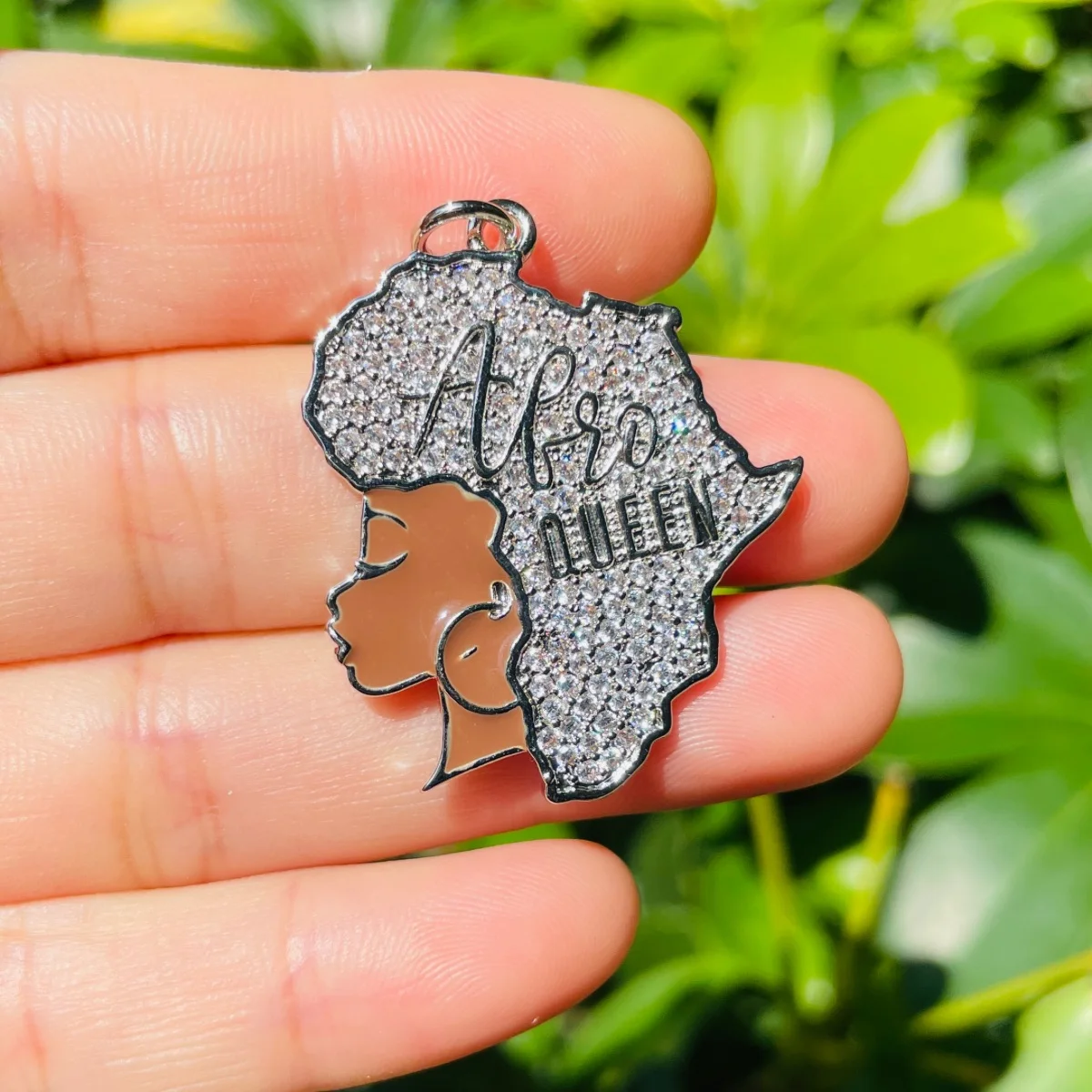 5pcs Africa Map Afro Queen Charms for Women Bracelet Necklace Making Black Girl Pendants Gold-Plated Handcraft Jewelry Accessory