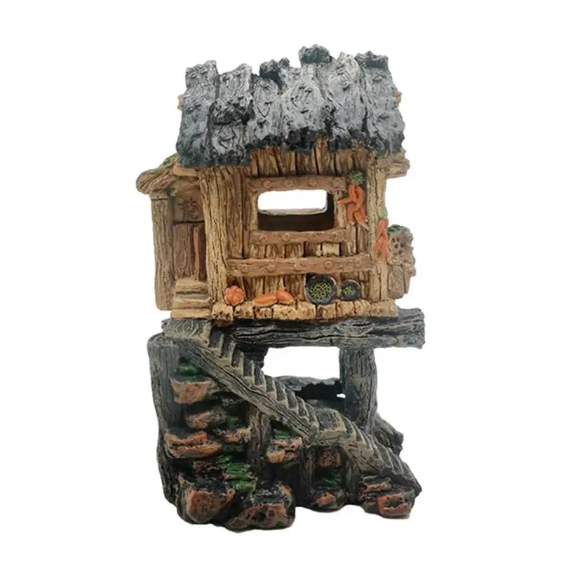 

Aquarium Decoration Fish Tank Loft Sculpture Aquarium Landscape Ornament Small For Fish Tank Crab Chameleon Hiding Breeding