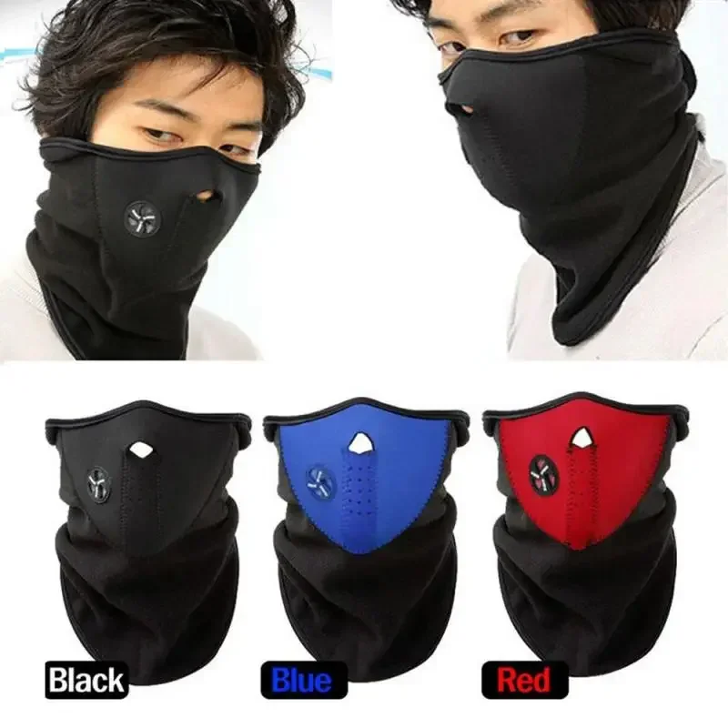 Winter Cycling Mask Warm Windproof Dustproof Motocycle Half Face Cover Breathable Mesh Polar Fleece Thermal Ski Face Mask