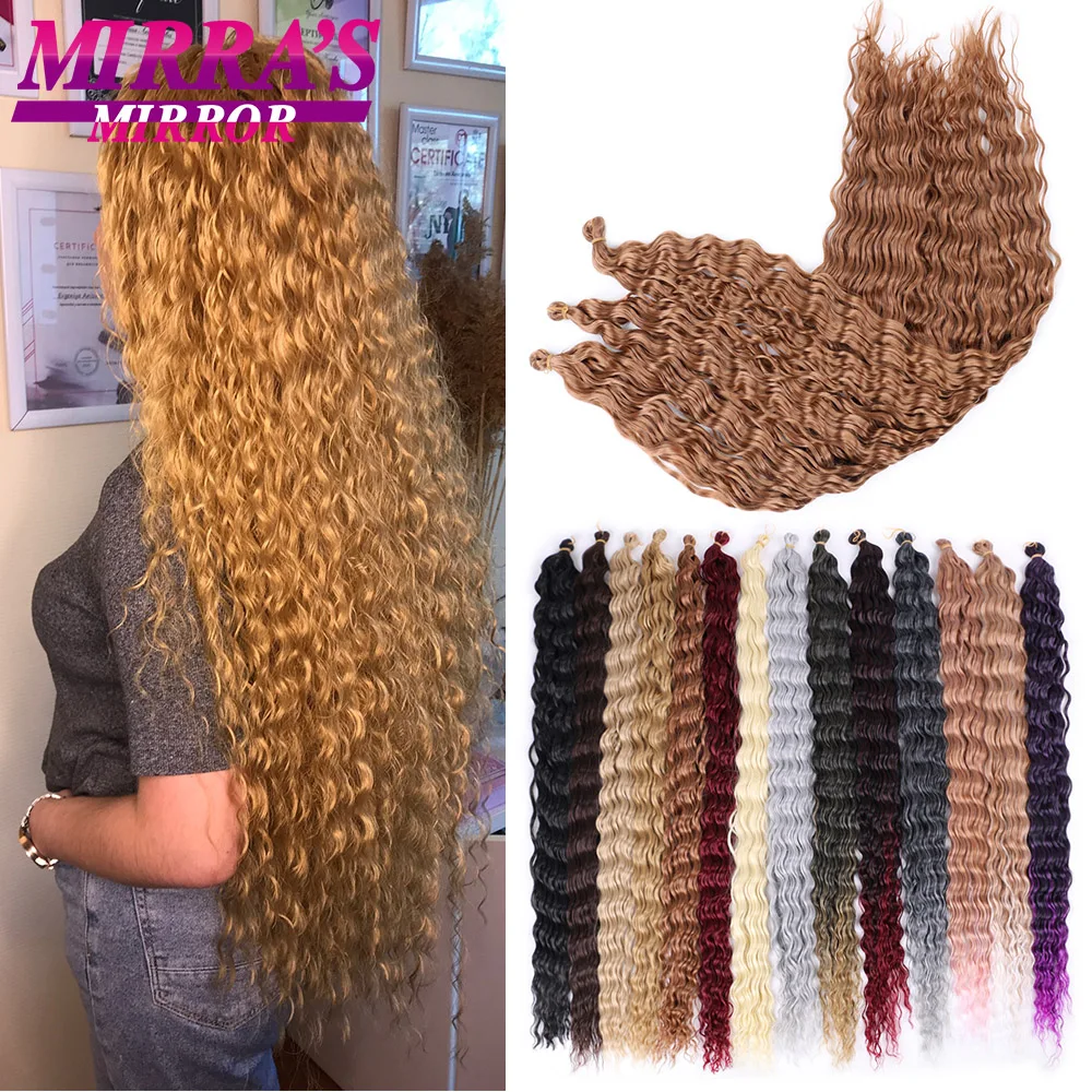 

Deep Wave Crochet Hair 32 Inch Water Wave Twist Hair Synthetic Goddess Braids Hair Wavy Ombre Blonde Pink Hair Extension