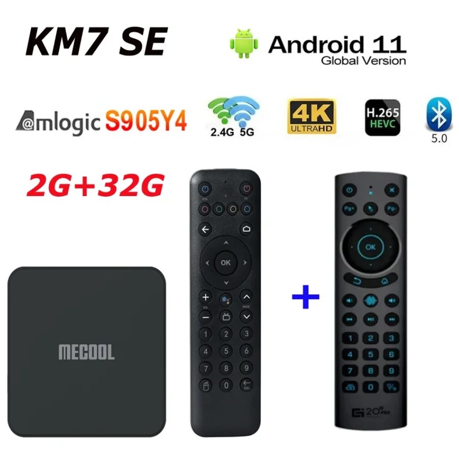 Mecool Android Tv Box, Amlogic Av1, Certificato Google, Chromecast, Ebraico, Portoghese, Versione Globale Di Controllo Vocale, Km7 Se, 2Gb,