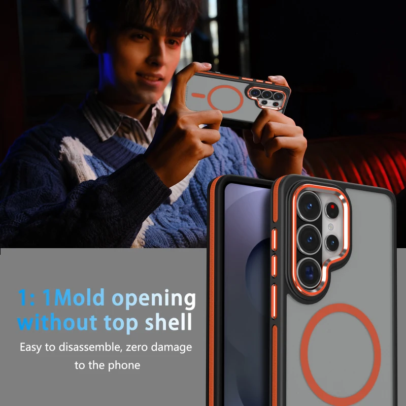 Enhanced Magnetic Phone Case with Soft TPU and Frosted Translucent Back Cover