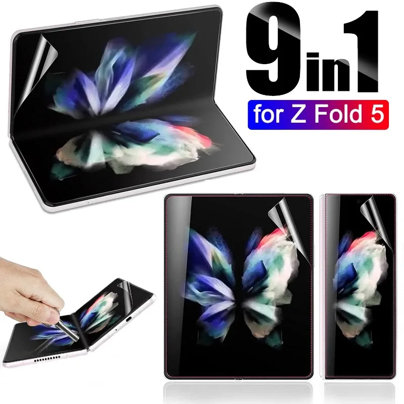 Per Samsung Galaxy Z Fold 5 All'Interno Esterno Posteriore Pellicole Idrogel Hd Clear Anti-Fingerprint Soft Tpu Screen Protector Per Z Fold5