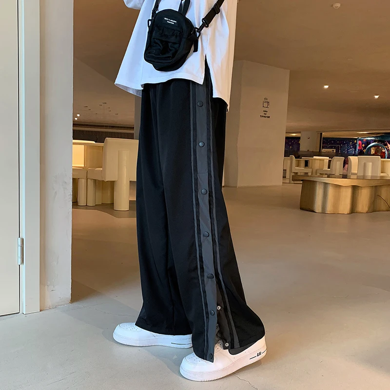 

Men Casual Pants Men Fashion Pocket Cargo Trousers Streetwear Loose Hip Hop Wide Leg Overalls Mens Functional Trousers F154