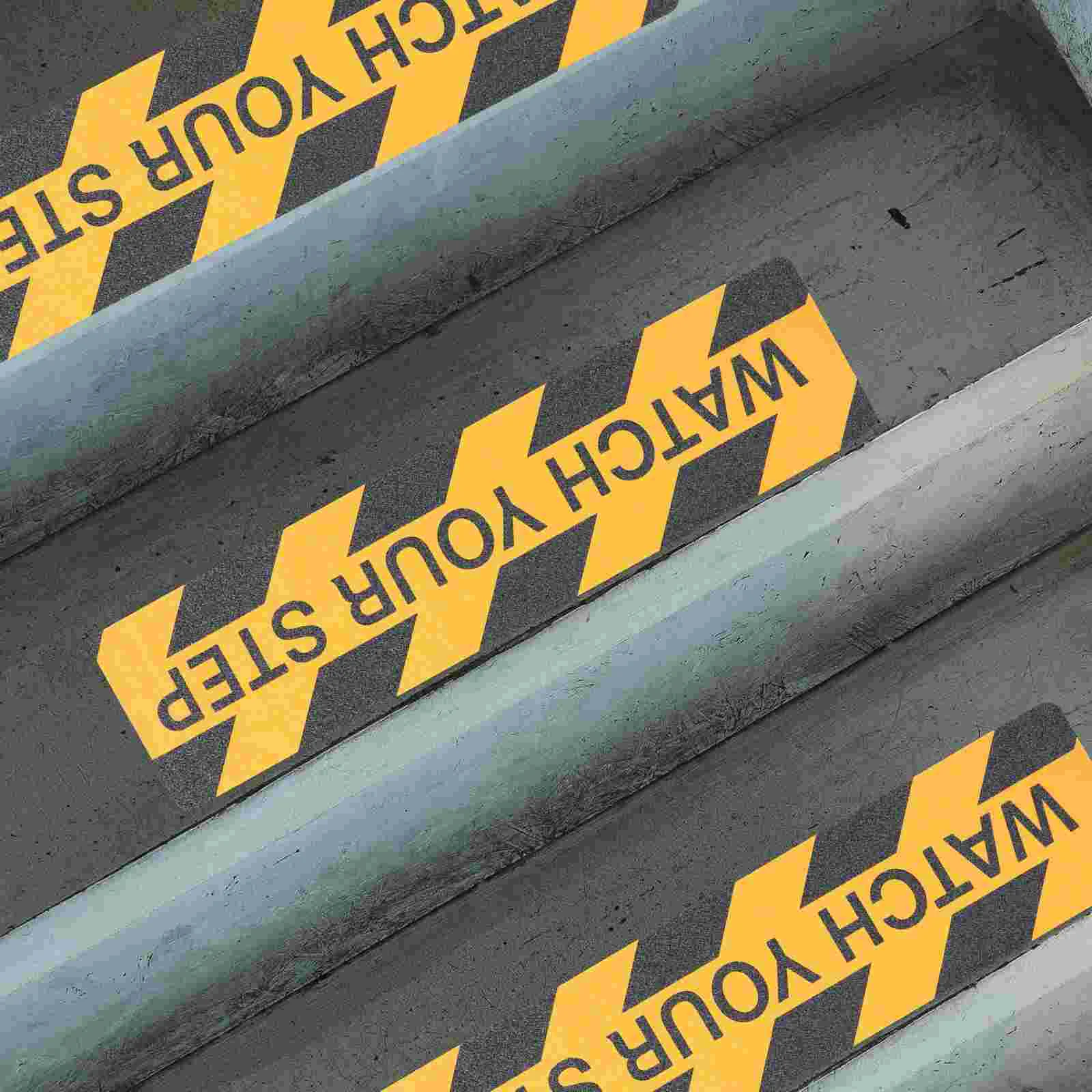 2 Pcs Anti Slip Tape Watch Your Step Warning Signs Safety Stickers Roadway Tape Steps Caution Wet Floor Sign Yellow