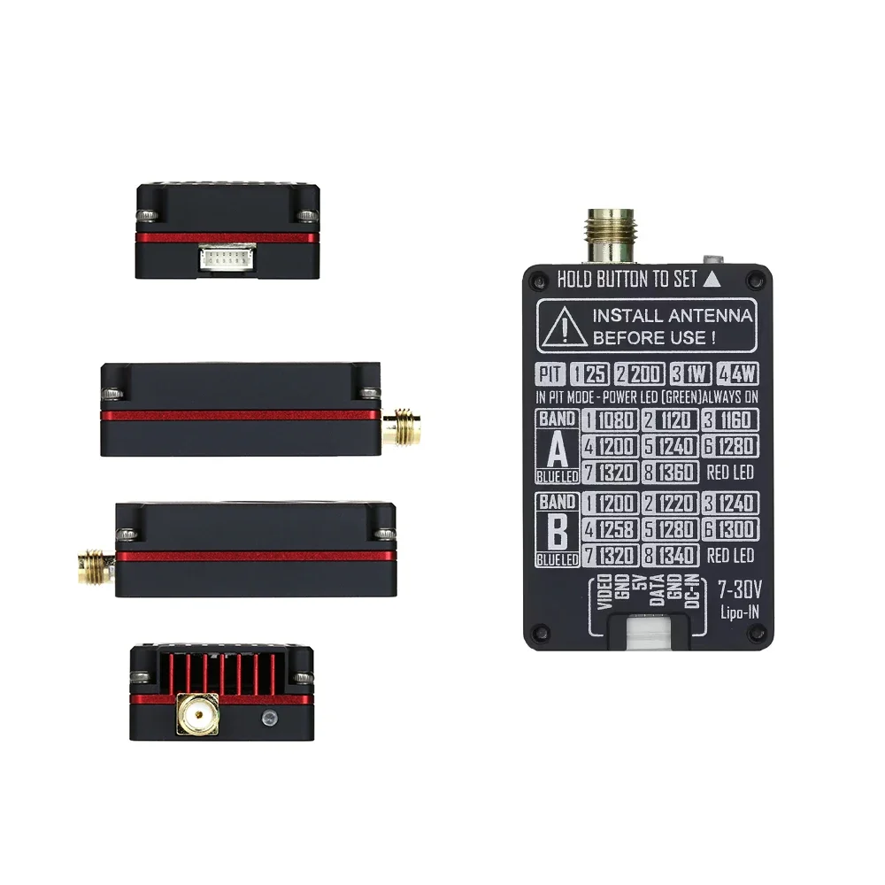RUSHFPV 1.3G 4W V2 VTX 16CH installé sur un drone FPV, prêt pour l'émission vidéo
