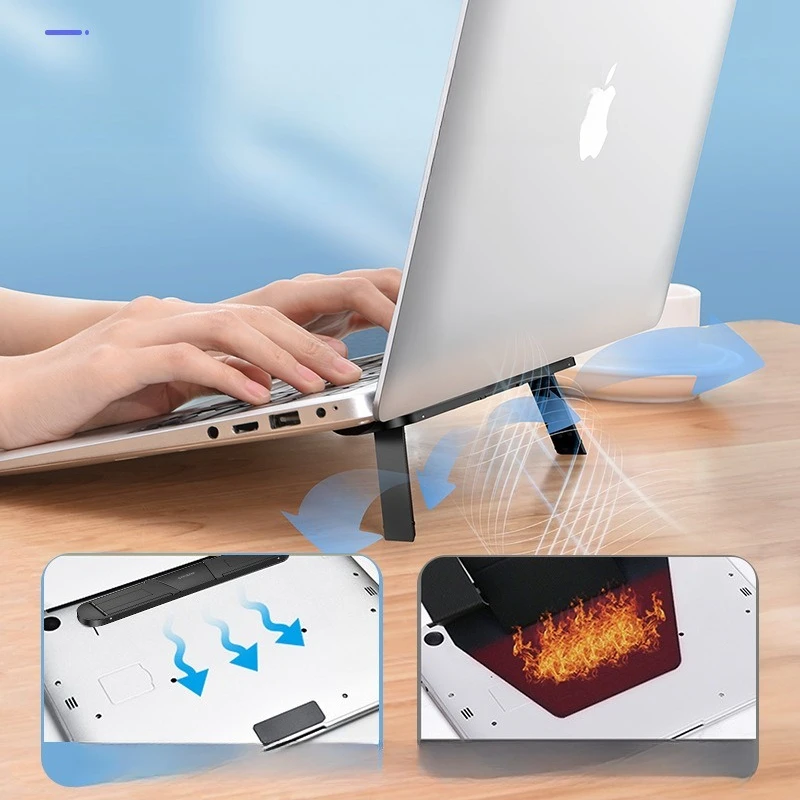 Supporto per Laptop da Scrivania, Rialzo Portatile con Ventola di Raffreddamento, Supporto Verticale Sospeso per Portatile - immagine 4