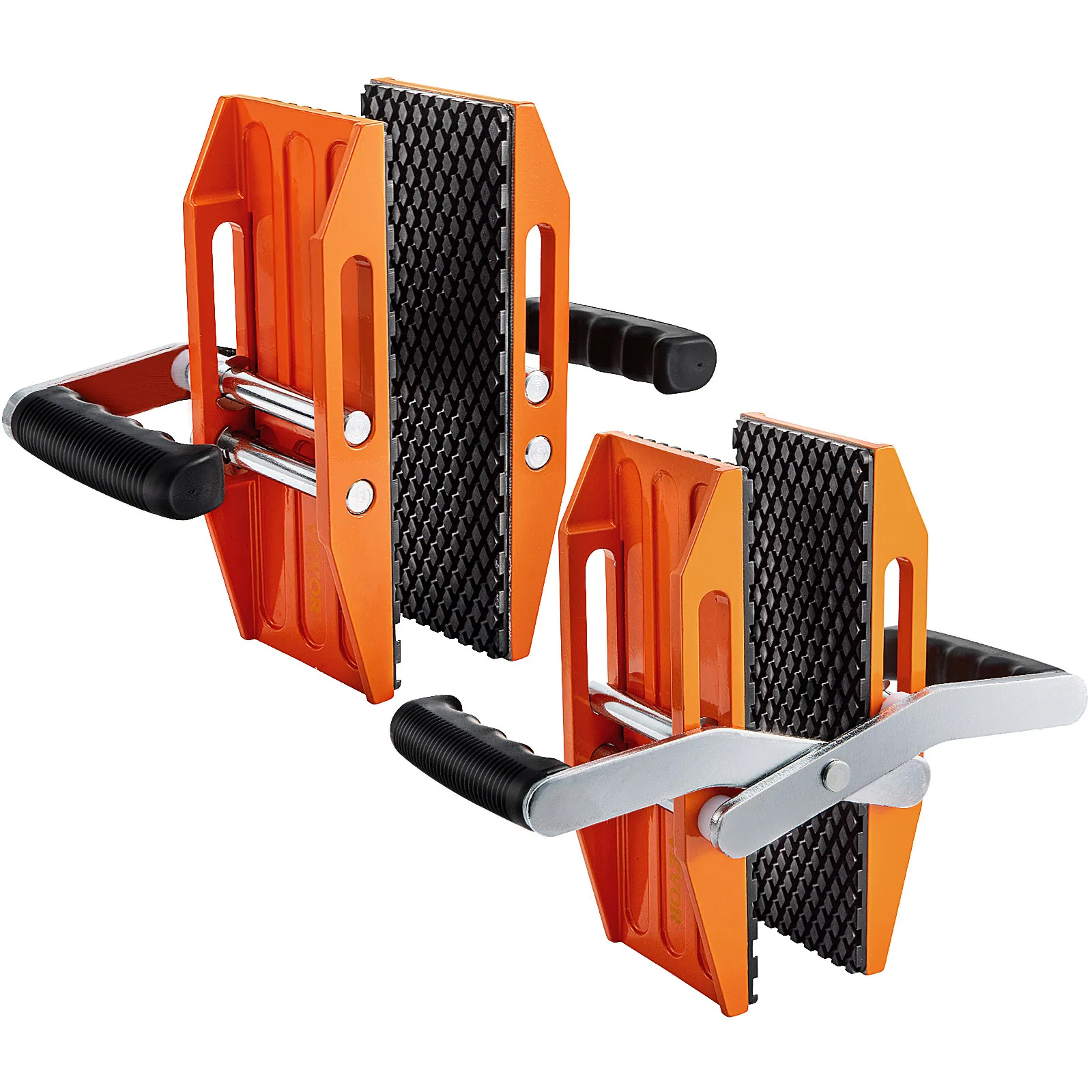 Lifting Tool VEVOR 2 PCS Double Handed Stone Carrying Clamps 1.97/2.36 in Granite Lifting Tools Slip-proof Rubber Pads for Moving Marble