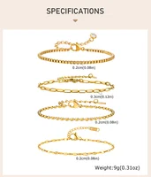 Non Tarnish Stainless Steel Bracelet Gold Plated Stackable for Women, Thin Herringbone Chain Bracelet Waterproof Jewelry Gift